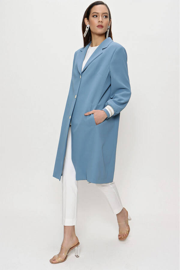 Mavi Ribana Detaylı Kap - 1