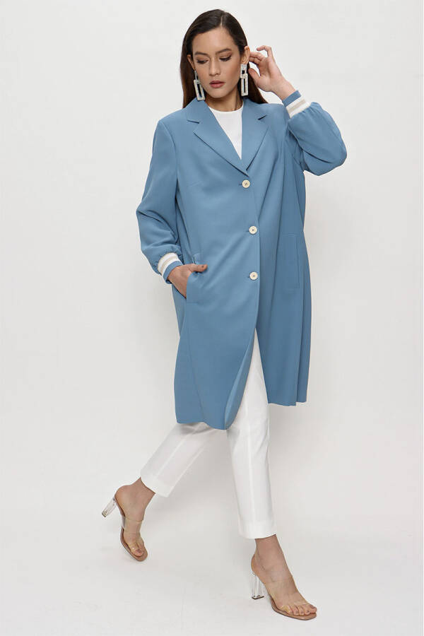 Mavi Ribana Detaylı Kap - 4