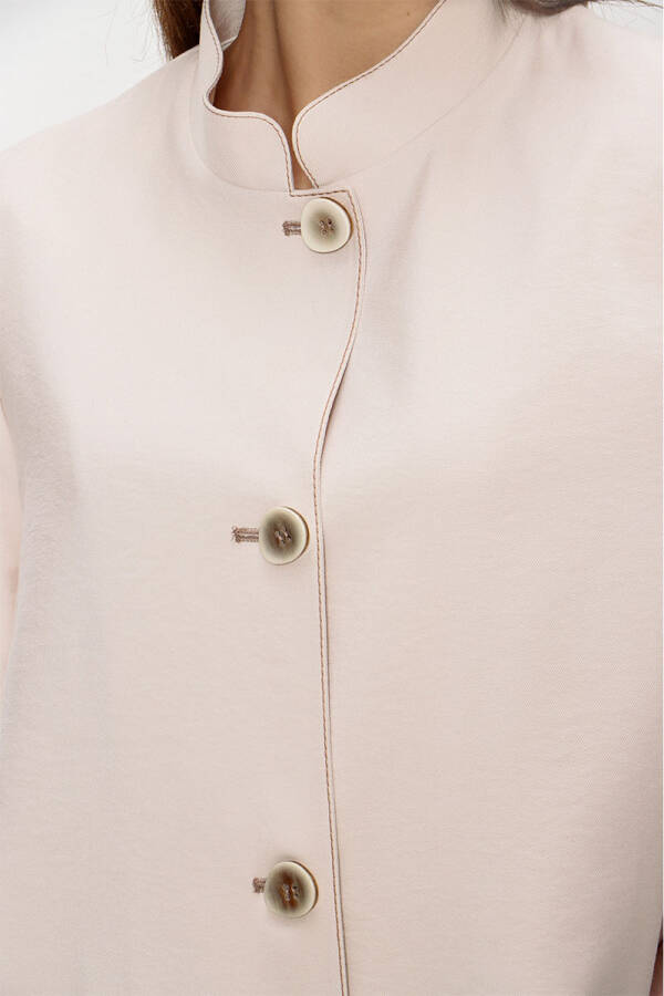 Bej Hakim Yaka Önden Düğmeli Kap - 7