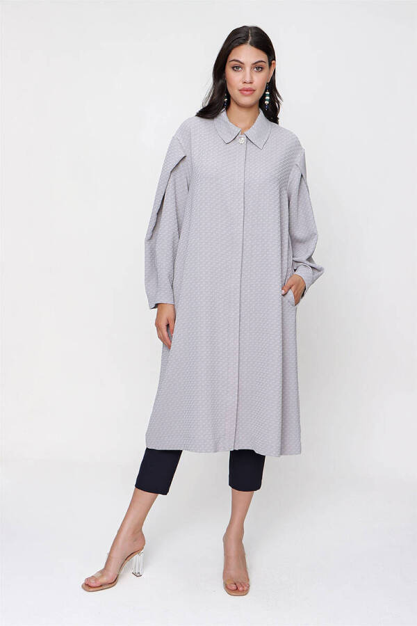 Gri Kolu Pile Detaylı Kap - 1