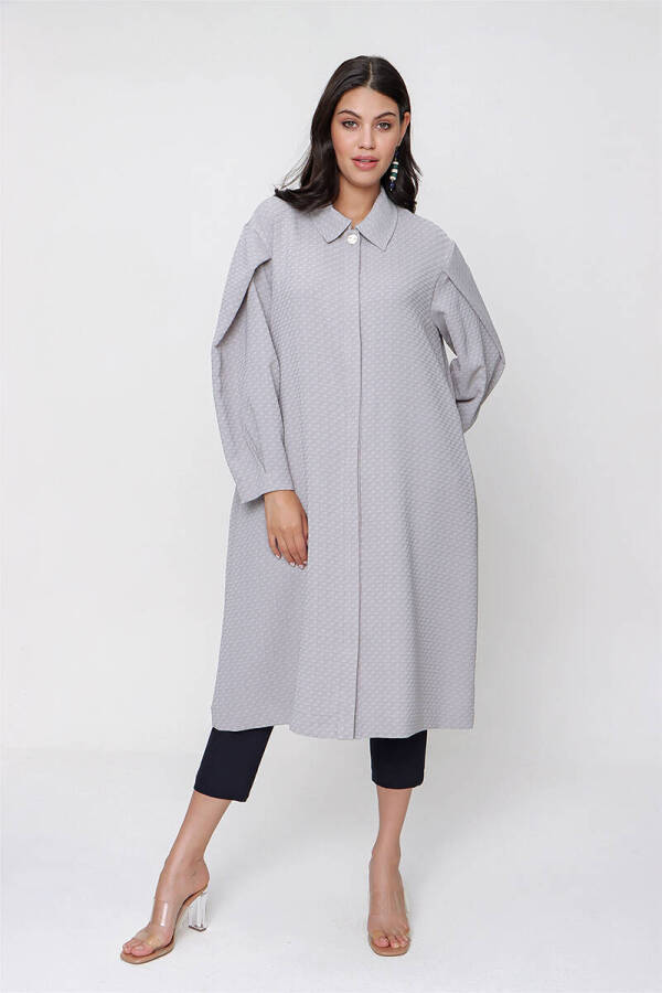 Gri Kolu Pile Detaylı Kap - 2