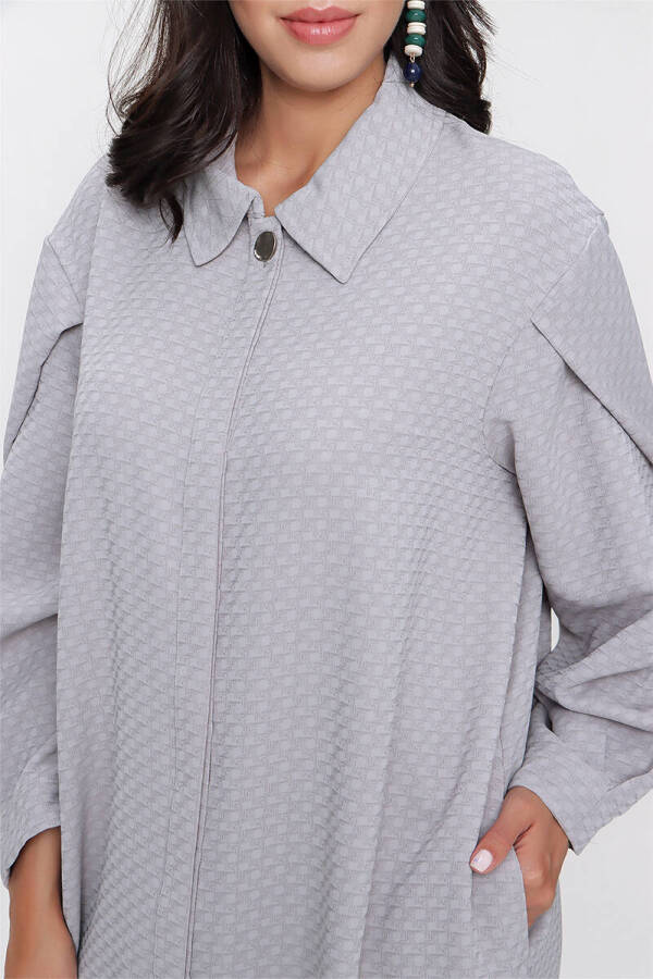 Gri Kolu Pile Detaylı Kap - 4