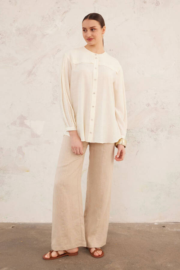 Ekru Hakim Yaka Bluz - 2