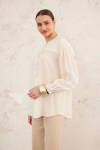 Ekru Hakim Yaka Bluz 