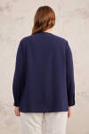 Lacivert Yarım Patlı Fırfırlı Bluz - 6