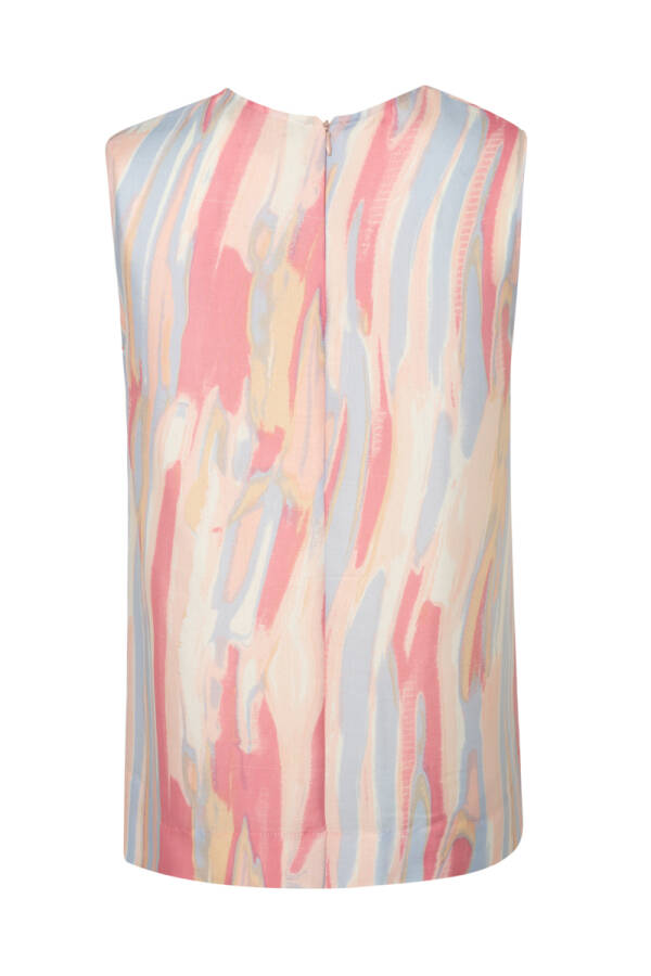 Pembe Desenli Saten Bluz - 2