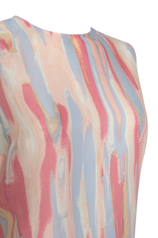 Pembe Desenli Saten Bluz - 3