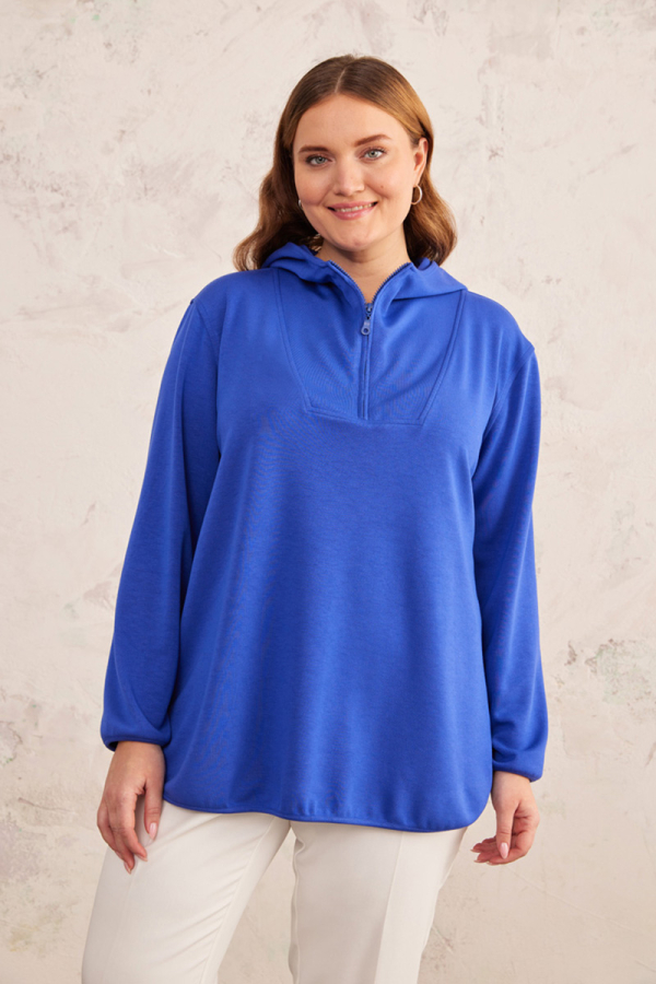 Saks Kapüşonlu Sweat - 1