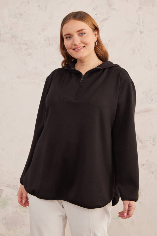 Siyah Kapüşonlu Sweat - 3