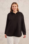 Siyah Kapüşonlu Sweat - 4