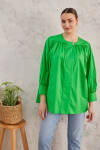Yeşil Robadan Büzgülü Cotton Bluz 