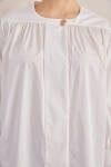 Beyaz Robadan Büzgülü Cotton Bluz - 4