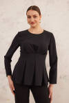 Siyah Belden Oturan Bluz - 2