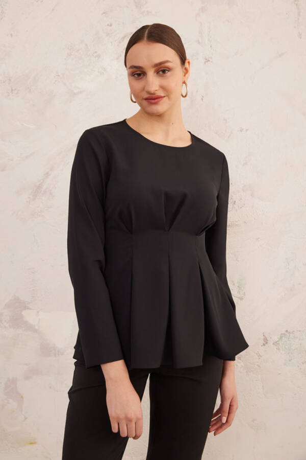 Siyah Belden Oturan Bluz - 6