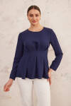 Lacivert Belden Oturan Bluz - 6