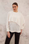 Ekru Pelerin Detaylı Bluz - 6