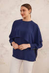 Lacivert Pelerin Detaylı Bluz - 7