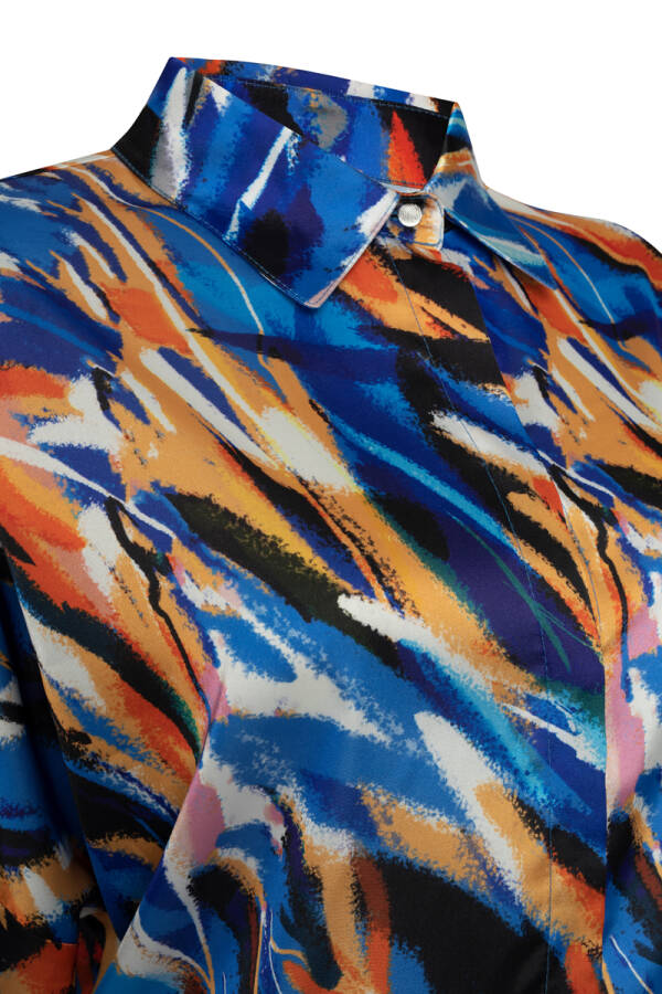 Saks Desenli Kısa Bluz - 3