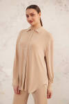 Bej Polo Yaka Örme Bluz - 3