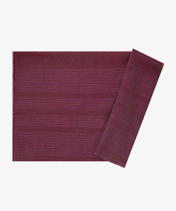 Bordo 75X190 CM Çizgili Stil Şal - 1