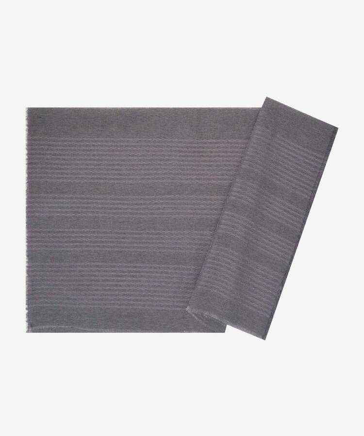Gri 75X190 CM Çizgili Stil Şal - 1