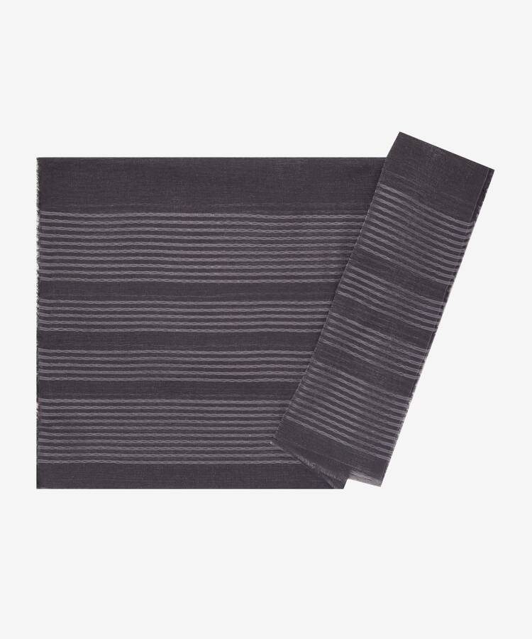 Antrasit 75X190 CM Çizgili Stil Şal - Aker