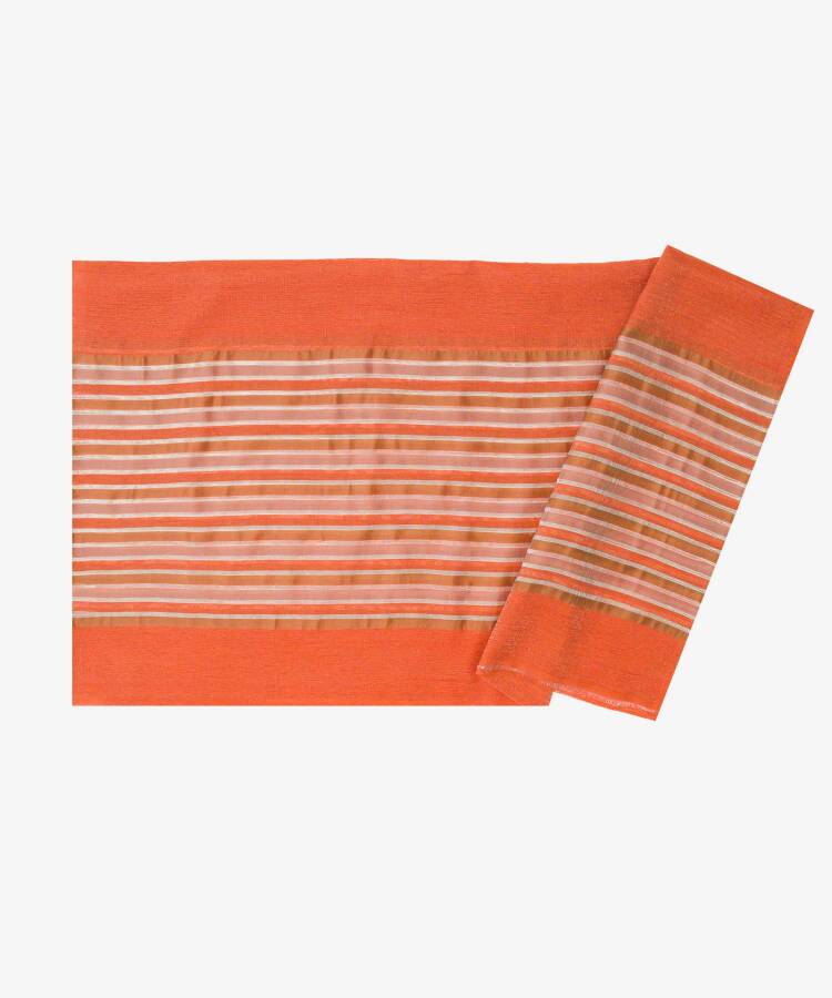 Turuncu 75X190 CM Çizgili Damla Şal - 1