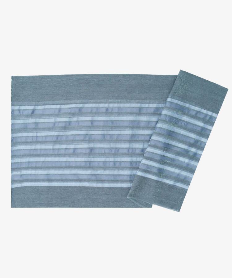 Gri 75X190 CM 2020200 Çizgili Damla Şal - 1