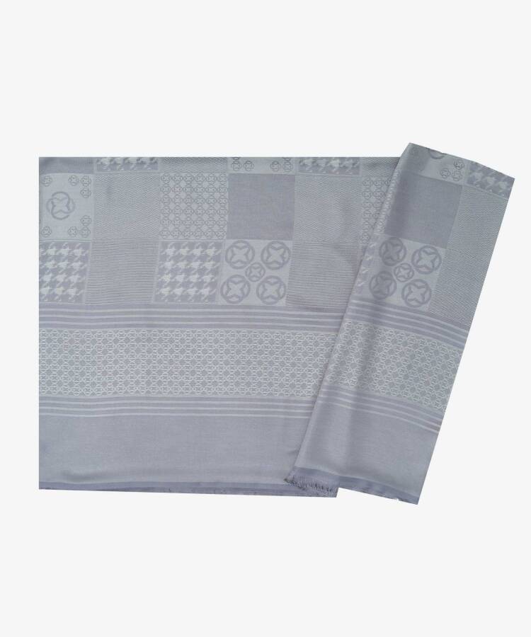 Gri 70X190 2020400 Jakarlı Patchwork Şal - 1