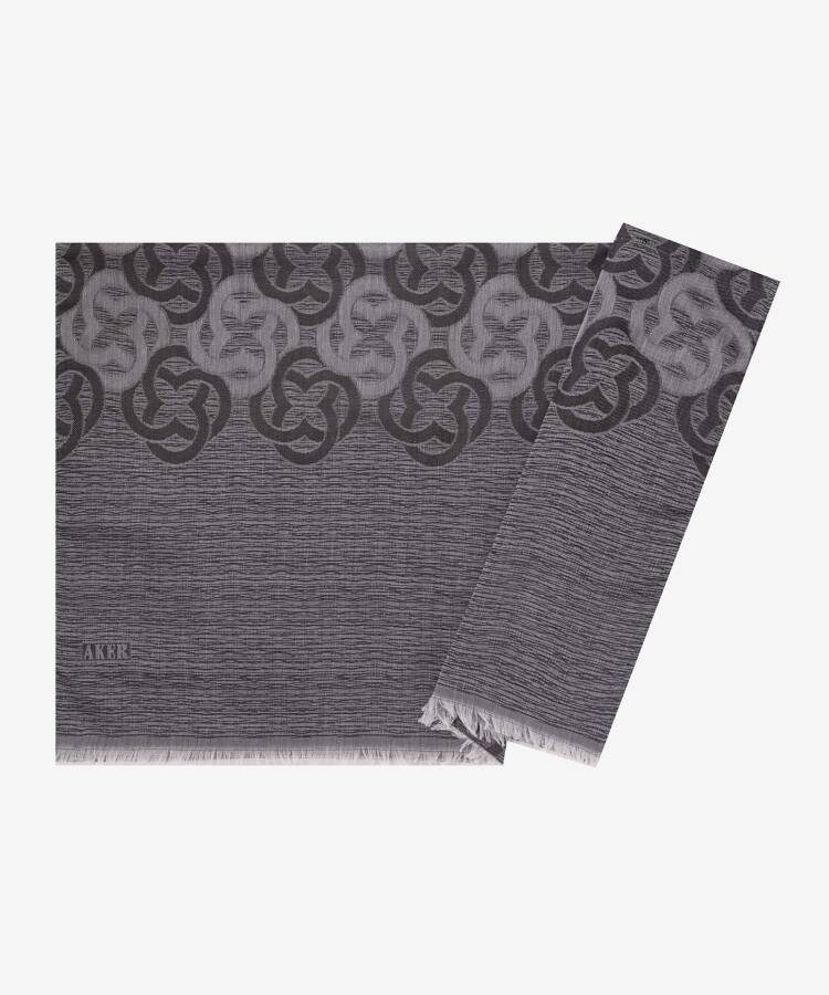 Siyah 75X190 CM Antik Monogram Şal - 1