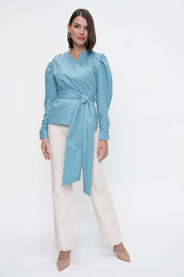 Mavi Kruvaze Poplin Bluz - 1