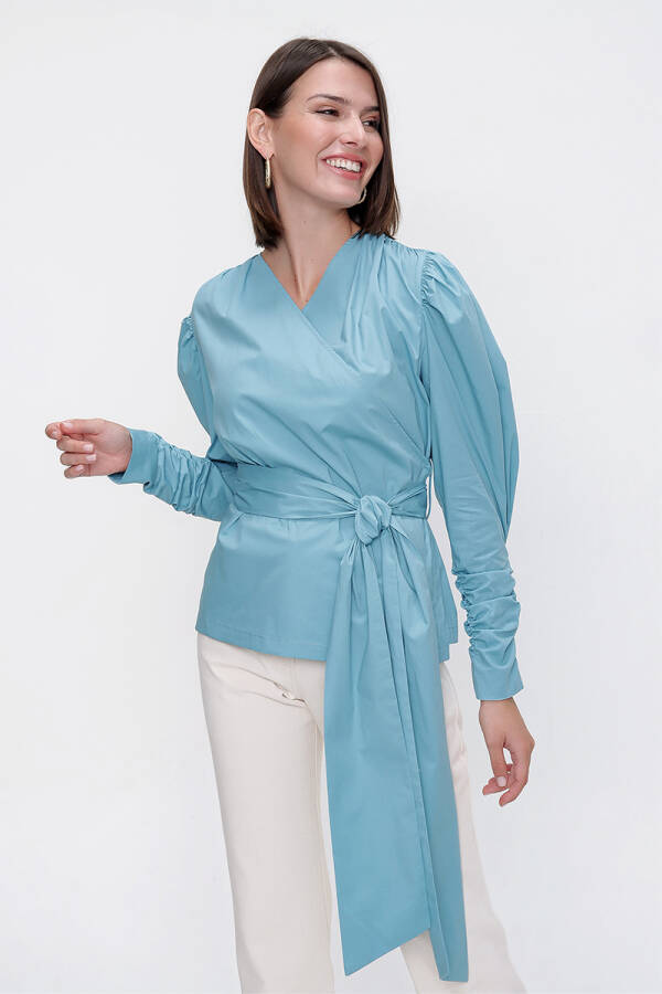 Mavi Kruvaze Poplin Bluz - 4