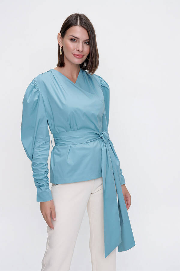 Mavi Kruvaze Poplin Bluz - 5