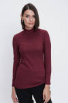 Bordo Yarım Balıkçı Triko Bluz - 2