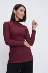 Bordo Yarım Balıkçı Triko Bluz - 6
