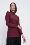 Bordo Yarım Balıkçı Triko Bluz - 3