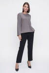 Gri Rahat Kesim Yarım Patlı Bluz 