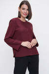 Bordo Rahat Kesim Yarım Patlı Bluz - 4
