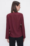 Bordo Rahat Kesim Yarım Patlı Bluz - 6