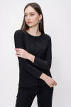 Siyah Bisiklet Yaka Örme Bluz - 6