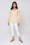Sarı Volan Detaylı Ekose Bluz - 2
