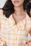 Sarı Volan Detaylı Ekose Bluz - 5
