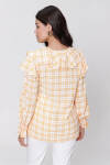 Sarı Volan Detaylı Ekose Bluz - 6
