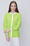 Yeşil Balon Kol Garnili Bluz - 3