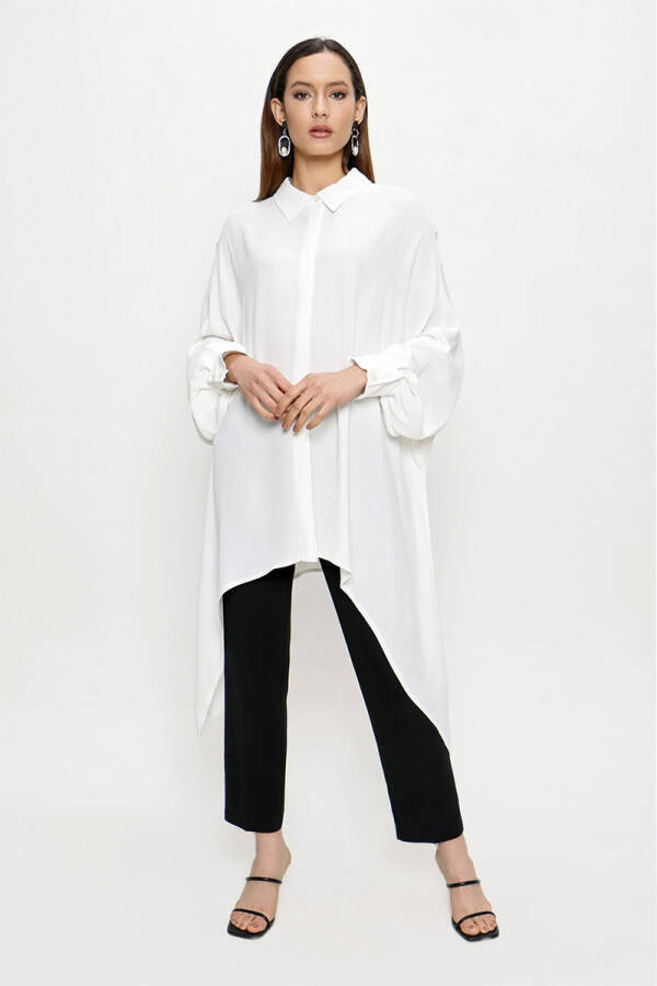 Ekru Asimetrik Bluz - 4
