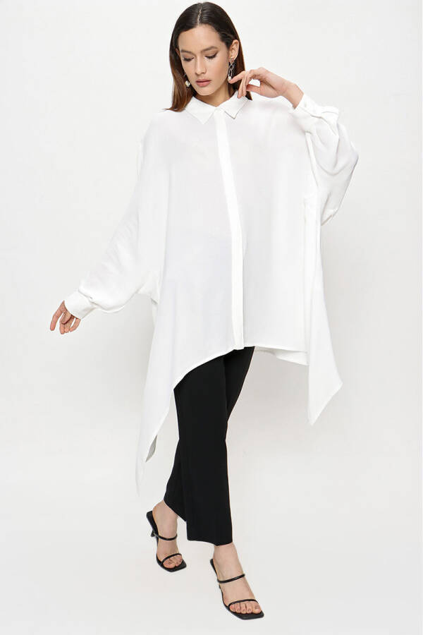 Ekru Asimetrik Bluz - 6