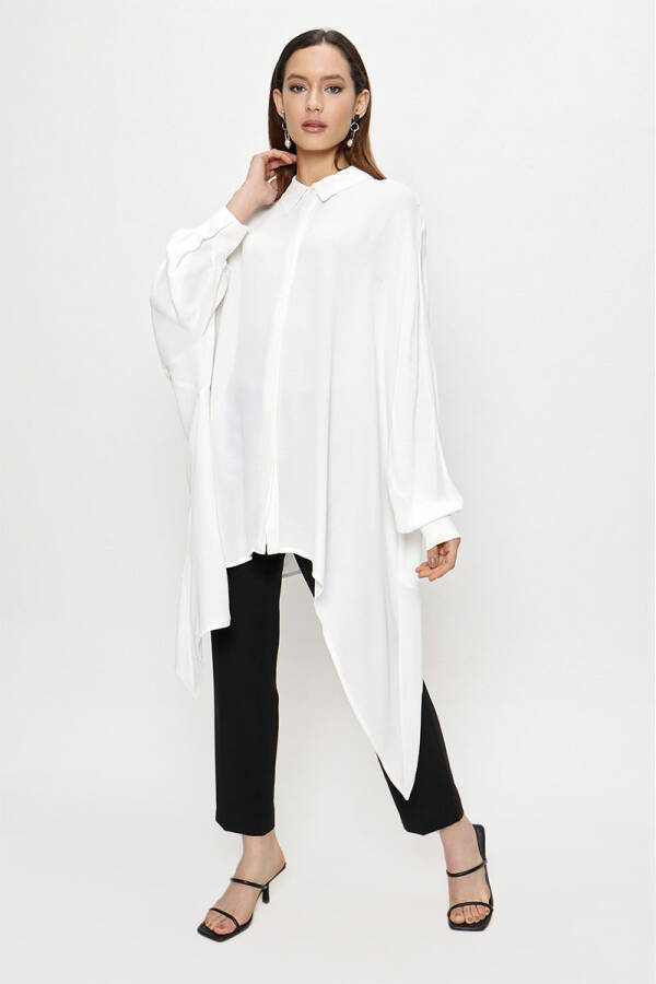 Ekru Asimetrik Bluz - 7