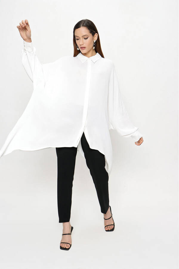 Ekru Asimetrik Bluz - 1