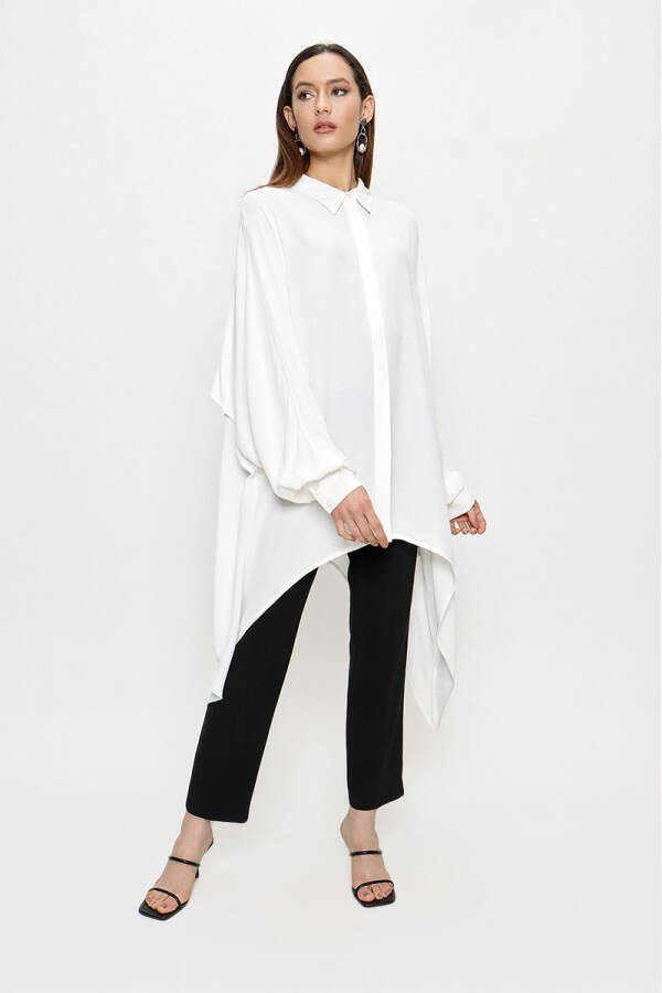 Ekru Asimetrik Bluz - 5