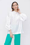 Ekru Kendinden Jakarlı Bluz - 1